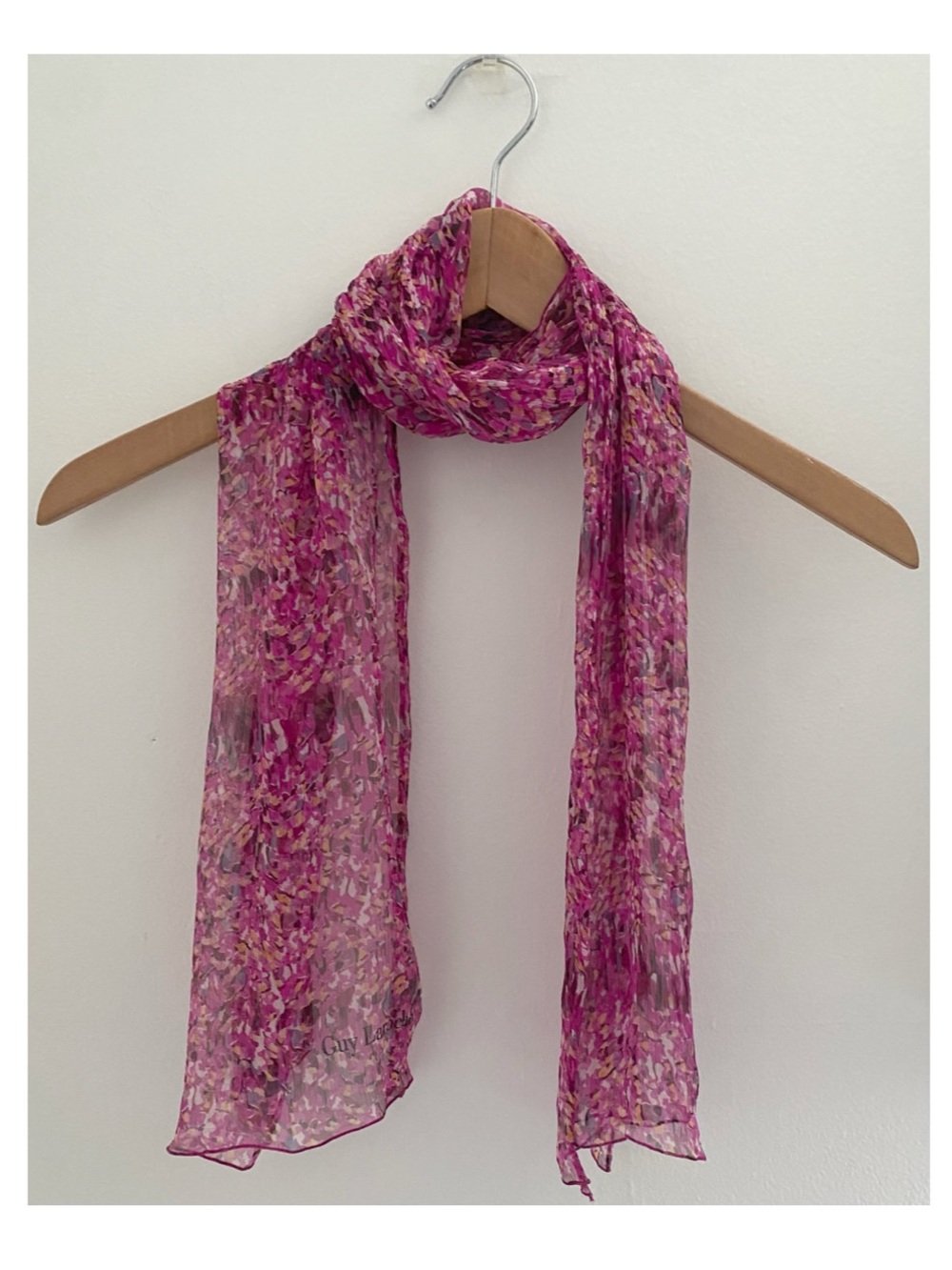 Guy Laroche 100% Silk Floral Print Scarf